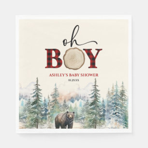 Oh Boy Lumberjack Wald Bear Baby Dusche Serviette