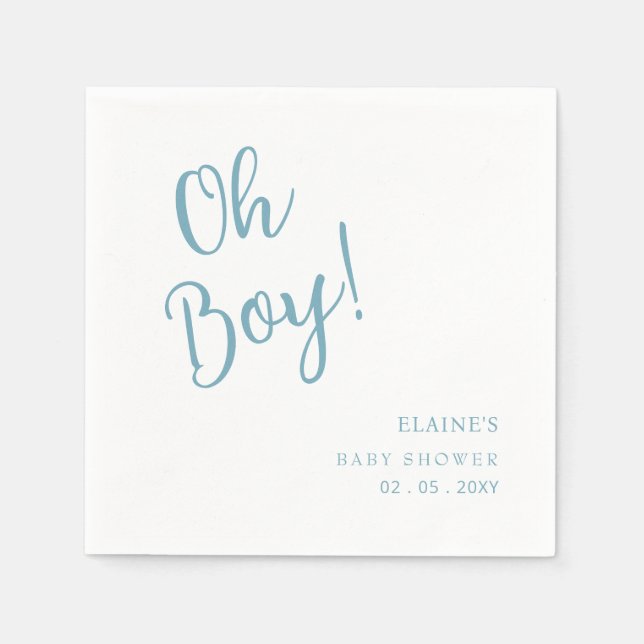 Oh Boy Modern Niedlich Blue Boy Baby Dusche Serviette (Vorderseite)
