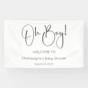 Oh Boy Modern Script Baby Dusche Banner
