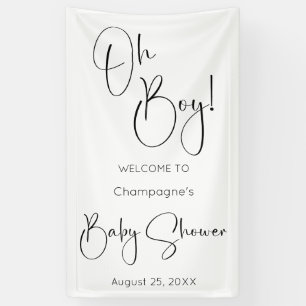 Oh Boy Modern Script Baby Dusche Banner