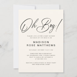 Oh Boy Modern Script Dusty Blue Baby Shower Invit Einladung