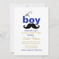 Oh Boy Mustache Baby Shower Einladung
