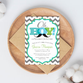 Oh Boy Mustache Baby Shower Einladung