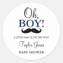 Oh Boy Mustache Baby Shower Stickers