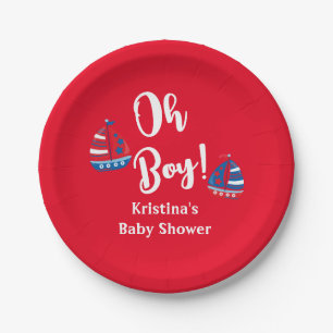 Oh Boy Nautical Baby Boy Babyduschplatte Pappteller