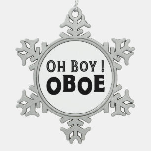 Oh Boy Oboe Schneeflocken Zinn-Ornament