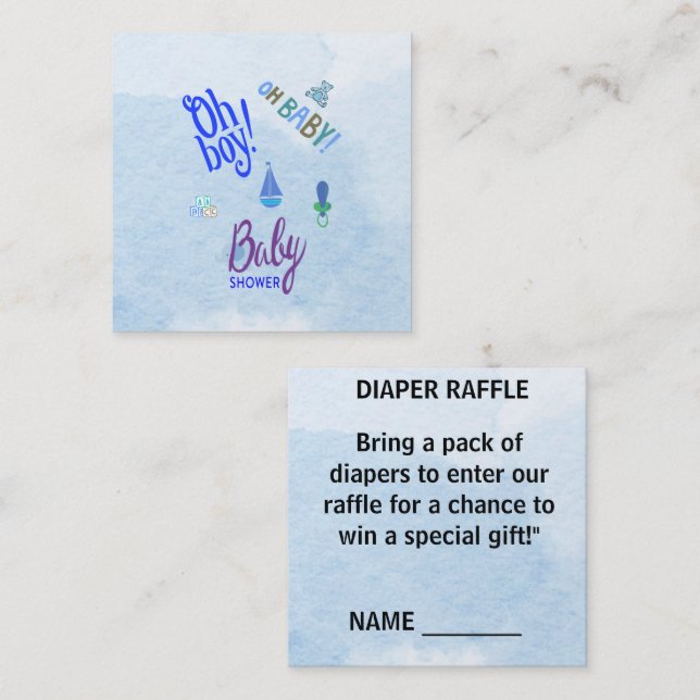 Oh Boy Oh Baby 2-Töne blaue Baby-Dusche Begleitkarte (Vorne/Hinten)