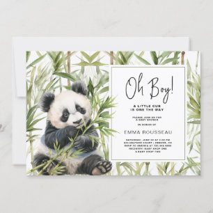 Oh Boy Panda Bear Bamboo Boy Baby Dusche Einladung