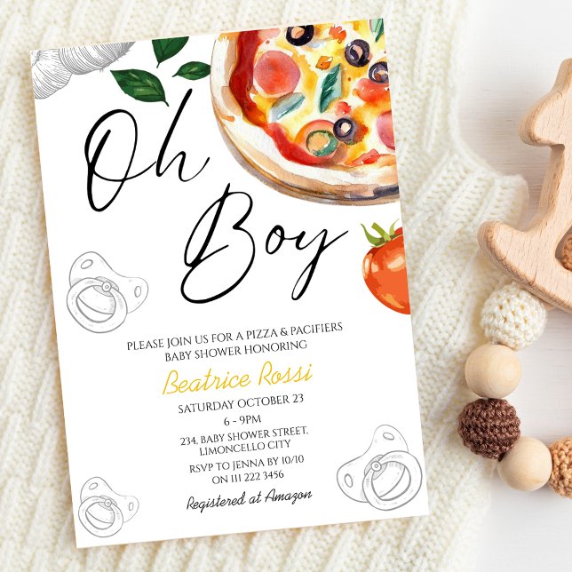Oh Boy Pizza Schnuller Italienische Babydusche Einladung (Oh Boy Pizza Pacifiers Italian Baby Shower Invitation)