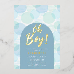 Oh Boy Polka Dots Baby Shower Folieneinladung