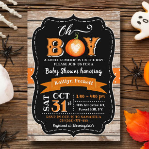 "Oh Boy" Pumpkin Baby Dusche Einladung