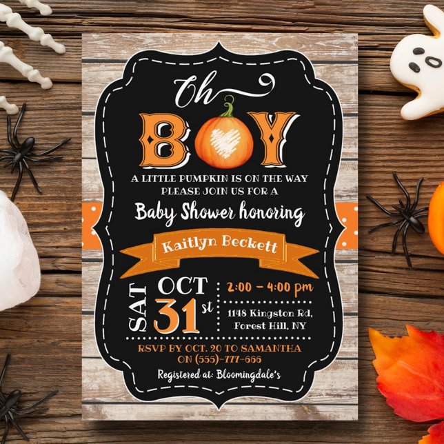 "Oh Boy" Pumpkin Baby Dusche Einladung (Von Creator hochgeladen)