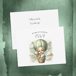 Oh Boy Puppy Hot Air Balloon Adventure Baby Shower RSVP Karte