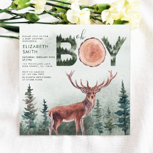 Oh Boy Rustic Deer Boy Baby Dusche Einladung