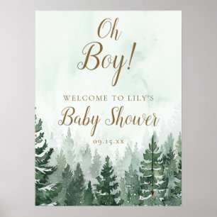 Oh Boy Rustic Pine Forest Baby Dusche Begrüßungsze Poster