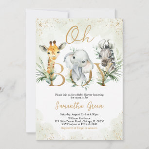 Oh, Boy Safari Animals Baby Dusche Einladung
