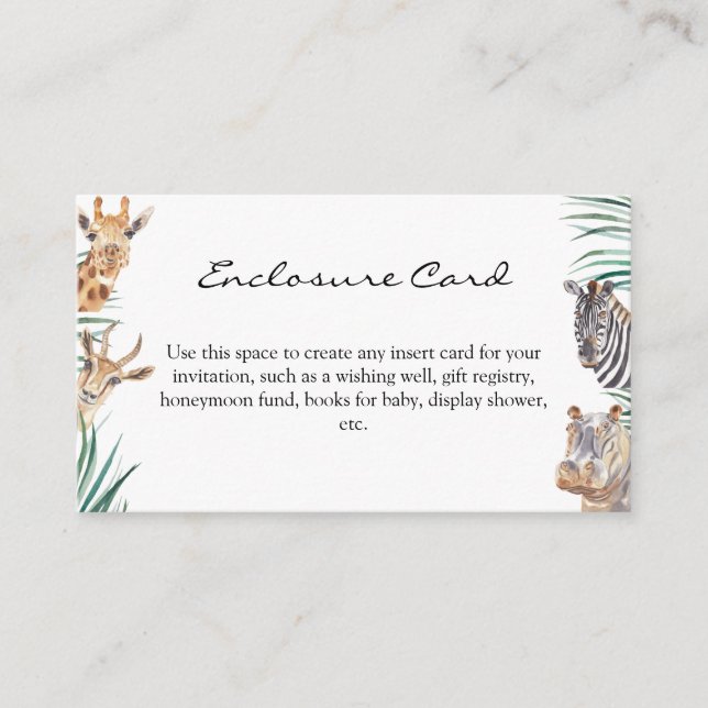 Oh Boy Safari Animals Enclosure Card Begleitkarte (Vorderseite)