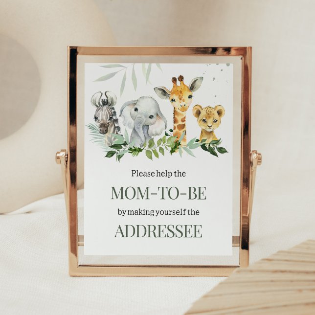 Oh Boy Safari Baby Shower Envelope Station Poster (Jungle Safari Baby Shower Envelope Station Sign)