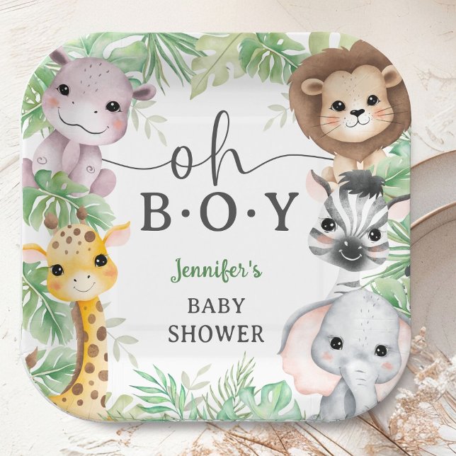 Oh Boy Safari-Tiere Baby Shower Dschungel Pappteller (Von Creator hochgeladen)