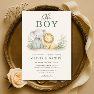 Oh Boy Safari-Tierpaare Baby Shower Einladung