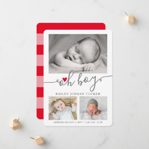 Oh Boy Script Weihnachten Red Heart Collage Foto Ankündigung