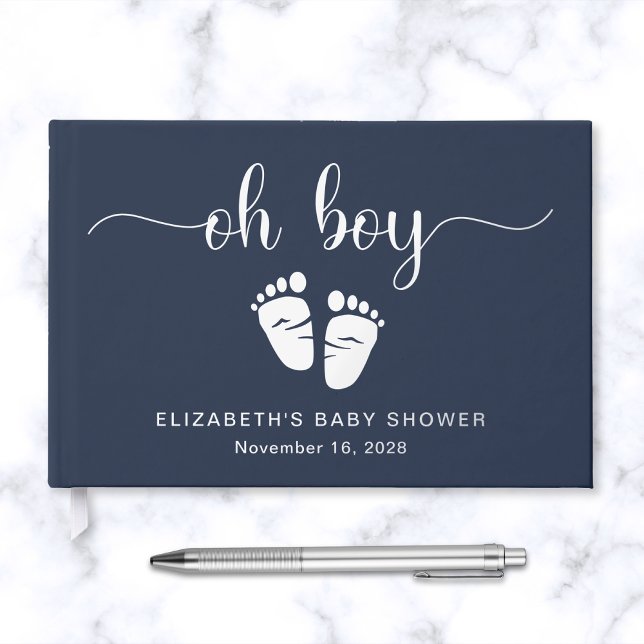 Oh Boy Silver Foil Blue Baby Feet Boy Dusche Gästebuch (Von Creator hochgeladen)