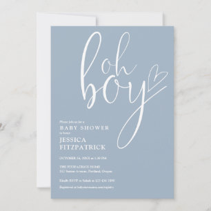 Oh Boy Skript Herz Staubblauer Junge Baby Shower Einladung