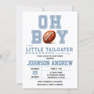 Oh Boy Sports Minimalistisch Football Baby Dusche Einladung