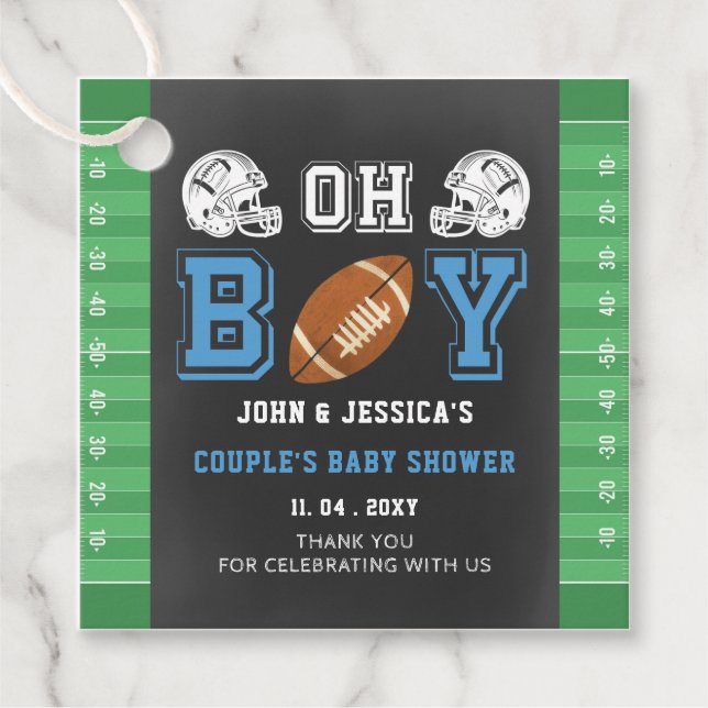 Oh Boy Super Bowl Football Baby Dusche Geschenkanhänger (Vorderseite)