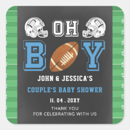 Oh Boy Super Bowl Football Baby Dusche Quadratischer Aufkleber