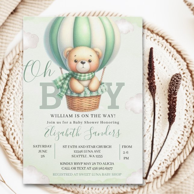 Oh Boy,  Teddy Bear Baby Shower Boy Einladung (Von Creator hochgeladen)