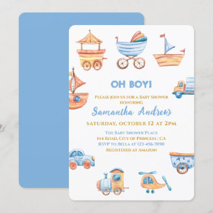 Oh Boy Toys Niedlich Baby Dusche Einladung