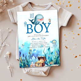 Oh Boy Under Sea Sweet Whale Ocean Baby Dusche Einladung
