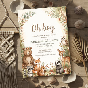 Oh Boy Waldtiere Florale Babyparty Einladung