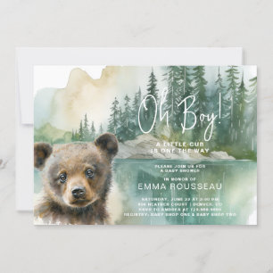 Oh Boy Watercolor Bear Cub Babydusche Einladung