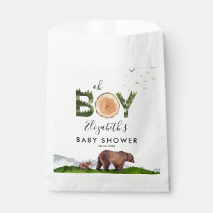 Oh Boy Watercolor Woodland Bear Baby Dusche Geschenktütchen