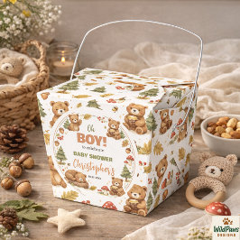 Oh Boy Watercolor Woodland Bear Baby Shower Geschenkschachtel