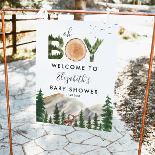 Oh Boy Watercolor Woodland Deod Welcome Poster