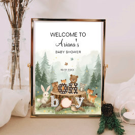 Oh Boy Watercolor Woodland Safari Tier Willkommen Poster