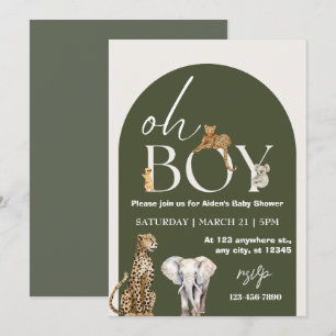 Oh Boy Wild One Animals Boy Baby Shower Einladung