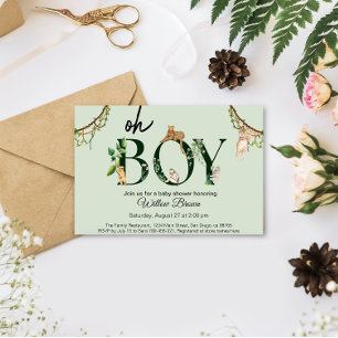 Oh, Boy Wild Safari Tierheim Jungle Boy Babydusche Einladung