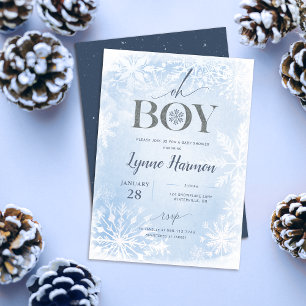Oh Boy Winter Boy Baby Dusche Einladung Blue