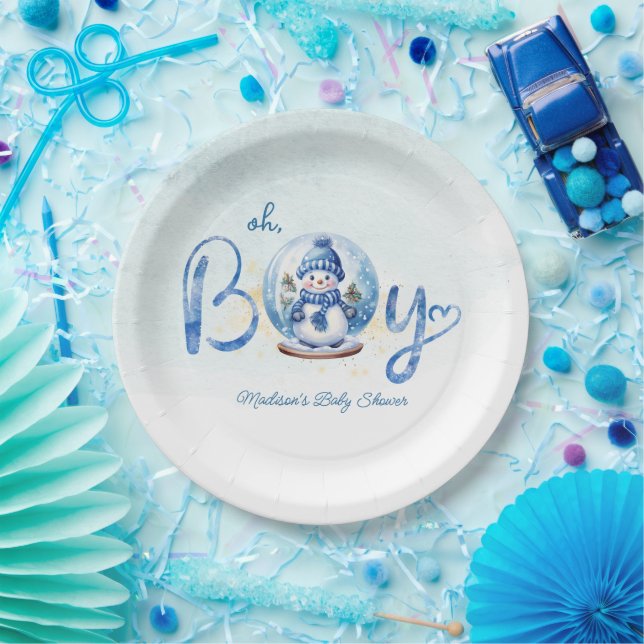 Oh Boy Winter Theme Baby Dusche Pappteller (Party)