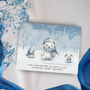 Oh Boy Winter   Woodland Babydusche Dankeskarte