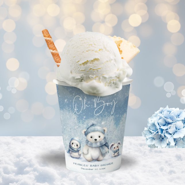 Oh Boy Winter | Woodland Babydusche Pappbecher (Von Creator hochgeladen)