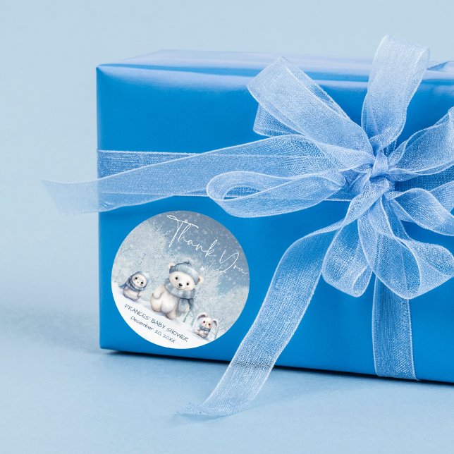 Oh Boy Winter | Woodland Babydusche Runder Aufkleber (Von Creator hochgeladen)