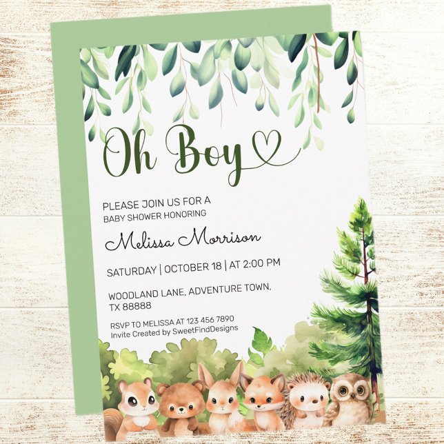 Oh Boy Woodland Baby Boy Dusche Einladung (Oh Boy Woodland Baby Boy Shower Invitation)