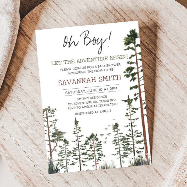 Oh Boy Woodland Baby Shower Einladung (Woodland Baby Shower Invitation)