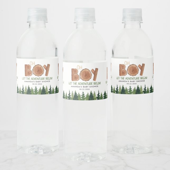 Oh Boy Woodland Babydusche Wasserflaschenetikett (Flaschen)