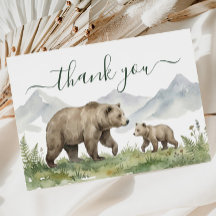 Oh Boy Woodland Bear Baby Shower Dankeskarten